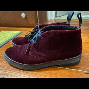 Burgundy Velvet Mid-Rise Doc Martens